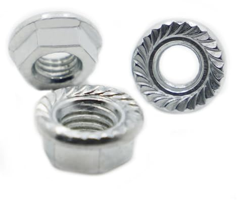 Mutter, Sicherungsmutter M3 M4 M5 M6 M8 M10 M12 M14 M16 Verzinkter Stahl Sechskant-Zickzack-Sicherungsmutter DIN6923(M4 50pcs)