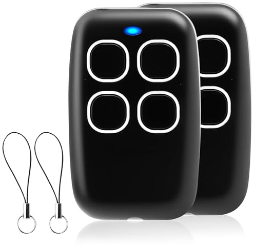 2PCS Télécommande Universelle 4 en 1 pour Portails, Portes de Garage et Volets Roulants - Duplicateur Programmable, Fréquence de Bip de 250 à 913 MHz, Codes Fixes et Roulants - Blanc