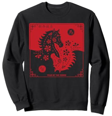 Année du Cheval 2026 Zodiaque Chinois Nouvel an Lunaire Feu Sweatshirt