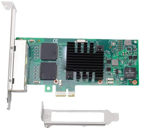 Zunate Tarjeta Nic Gigabit Ethernet PCIe, Tarjeta de Red RJ45 de 4 Puertos con Chipset 82580, Adaptador de Red Nic Gigabit PCI Express 2.1 de 1000 Mbps, para Servidor de Escritorio