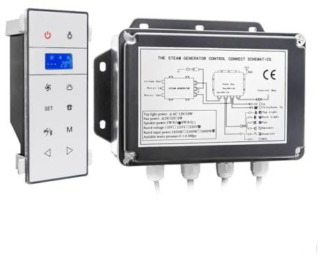 3KW Wall Mounted Mini Steam Sauna Machine, Shower Steam Bath Accessories Kits with Phone Sauna Controller LCD Display Safety Protection(VS-9007W-3KW-BP)