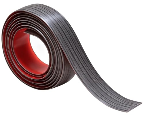 Självhäftande övergångsprofil 3 m, 4 cm bred, övergångsskena för vinyl, laminat och kakel, platt PVC-täcklist med träutseende, mörkgrå utan borrning