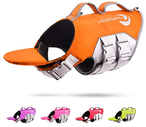 ThinkPet Hund Schwimmweste Einstellbare Rettungsweste Reflektierende Lifesaver mit Auftrieb