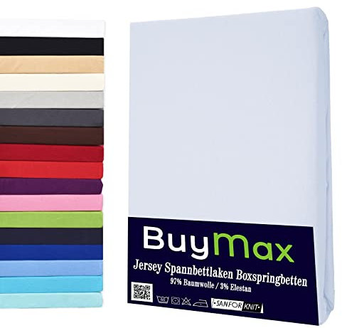 Buymax® Wasserbett Spannbettlaken Stretch 180x200-200x220 cm für Wasserbetten und Boxspringbetten Bettbezug für Matratzen bis 35 cm Matratzenhöhe, Weiß