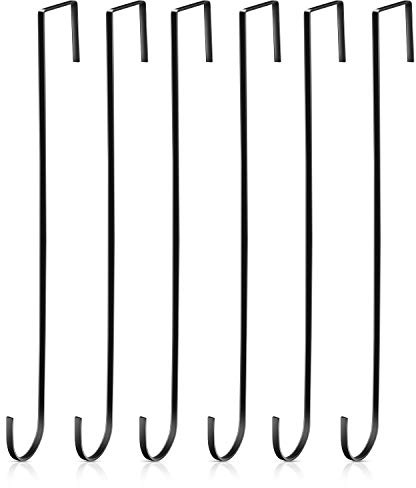 Hotop 15 Zoll Weihnachtskranz Aufhänger Haken über Tür Metall Haken Praktische Kleidung Handtuch Halter Haken für Weihnachten Haustür Dekoration (Schwarz, 6 Stücke)
