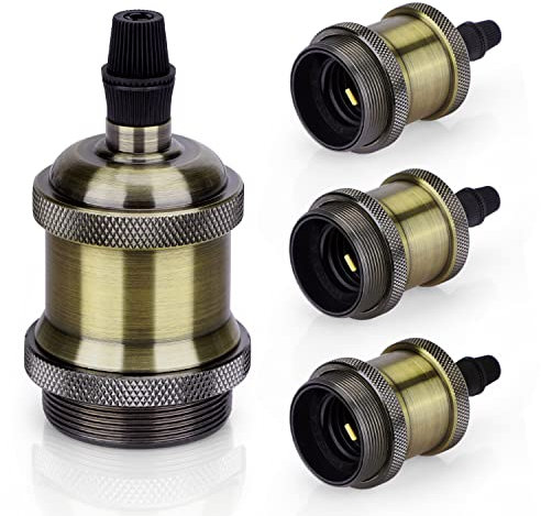 Aigostar E27 Vintage Portalampada,portalampada adattatore per lampadine,Lampada E27 Vintage Basi per Lampada a Sospensione,Bronze,4 Pezzi