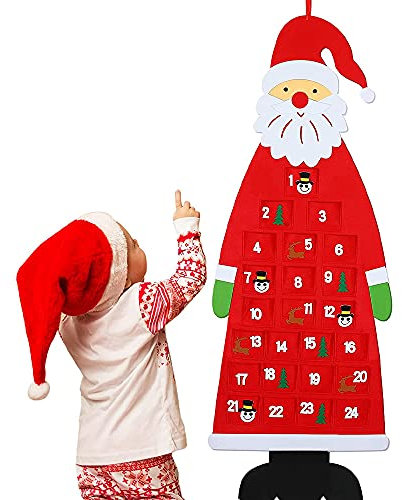 XINCHAO Adventskalender Santa Adventskalender zum Befüllen Weihnachtskalender Adventskalender mit Tasche Weihnachtsschmuck Hanging Dekorationen