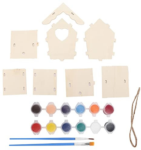 Holz Vogelhaus Bastelsets für Kinder Basteln und bemalen Sie Ihr eigenes Vogelhaus Holzhandwerk Kunsthandwerk Set Kreative Aktivitäten für Kinder Jungen Mädchen(12 Color)