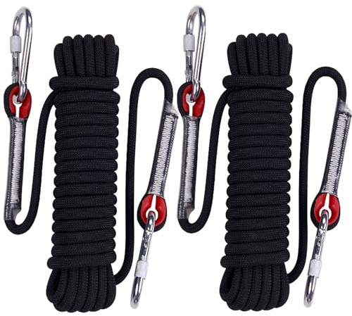 YAYODS Kletterseile für den Außenbereich, 10 mm, mit 4 Karabinern, strapazierfähiges Sicherheitsseil für Wandern, Klettern, Hängematte, Höhlenerkundung, Rettung und Outdoor-Aktivitäten
