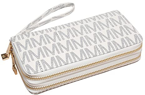 MKP COLLECTION Womens Fashion Double Zip Around Wallet Long Purse Credit Card Holder Bifold Ladies Cluth Wristlet Wrist Strap