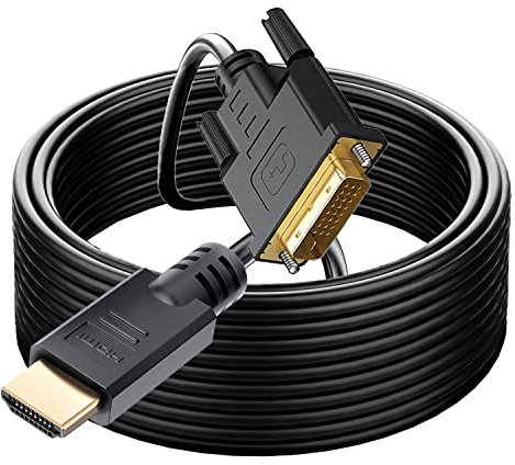 YOTETION Long HDMI A to DVI 30FT Wire Rod, HDMI to DVI Adapter High-Speed Gold-Plated Plug and Play Bi-Directional 1080p, DVI Cable to HDMI Cable for Televison/Monitor/Video Card/Graphics Card