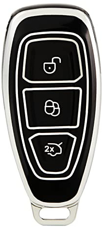 OFFCURVE Autoschlüssel Hülle Schlüsselhülle, Schlüsselcover TPU Autoschlüssel Schutzhülle 3 Tasten für Ford Fiesta Focus Kuga Fusion Mondeo Ecosport Explorer Edge Ranger C-Max