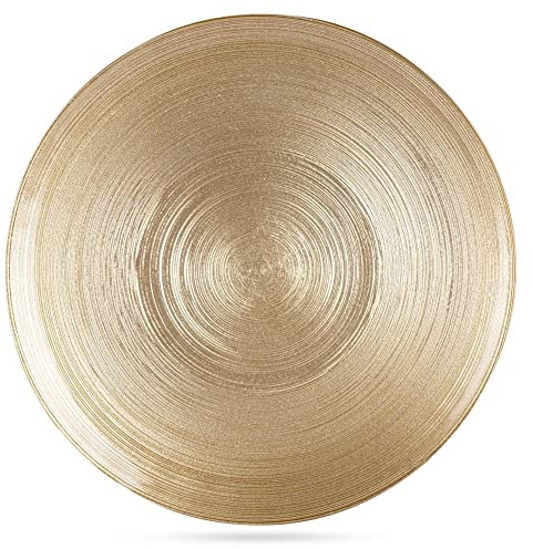 Vilde Plato llano, plato llano, plato llano, grande, de cristal, dorado, 28 cm