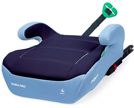 Daliya® QUBIX PRO Kindersitzerhöhung mit ISOFIX | i-SIZE NORM ECE R129 | 125 bis 150 cm | Gurtfix | waschbar | Autositz | Autokindersitz | Kindersitz | Sitzerhöhung (Hellblau - Dunkelblau)
