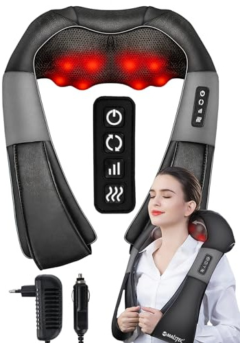 MalTec Shiatsu Nackenmassagegerät Rücken Wärmefunktion 8 Kugeln