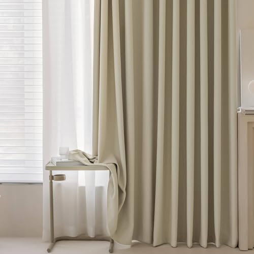 Mesnt Lichtdichte Vorhänge Blickdicht, Apricot Ösen Verdunkelung Verdunkelung Fenster Gardinen für Fensterbehandlung Wohnzimmer/Küche107 x 183 cm