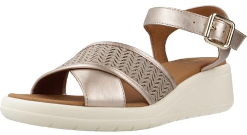 Geox D MELICONIA G, Sandalo con Zeppa Donna, Champagne/Skin, 38 EU