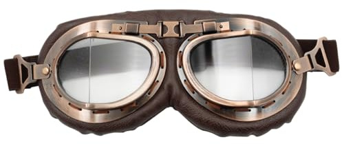 Ieron Gafas de Motocicleta, Gafas voladoras de Aviador Vintage Steampunk para Hombres y Mujeres Disfraz de Cosplay Estilo piloto Retro (Lente Transparente)