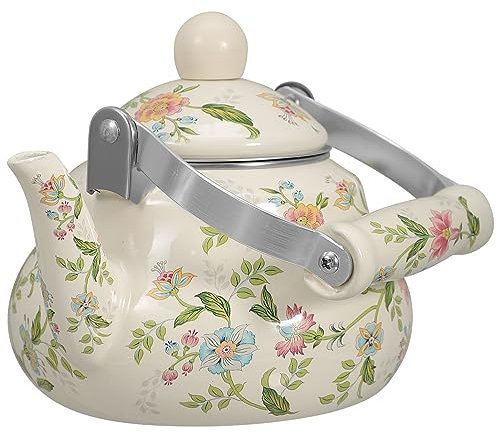SHOWERORO Théière en Émail Rétro 1,5 L Infuseur Intégré, Bouilloire à Thé Épaissie pour Cuisinière, Usage Quotidien, Bouteille de Parfum Poire, Maison Cuisine