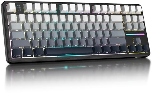 ATTACK SHARK X87 Side Engraved Gradient Wireless Mechanical Gaming Keyboard | BT5.0/2.4G/USB-C Hot-Swap Gasket 80% Layout & PBT Keycaps,RGB Backlit,4000mAh,Pre-lubed Linear Switch,for PC/MAC-Black White
