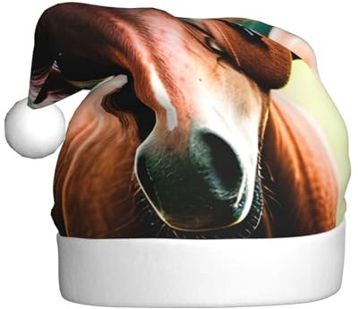 ERSDWRE Weihnachtsmütze mit zwei Pferden, Weihnachtsmannmütze, Erwachsene, Weihnachtsmütze für Neujahr, festliche Party, Kopfschmuck, Zubehör
