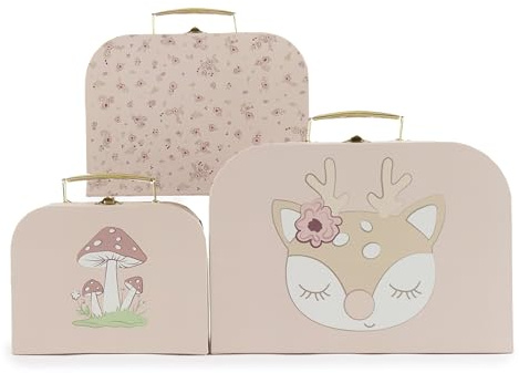 Bieco 3er Kofferset Kind Ella Dreamy Flowers | Pappkoffer | Spielzeugkoffer Kinder Travel Deko