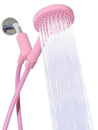 Sproos - Handheld Shower Head, High Pressure, 3 Spray Functions Plus Pause, Extra Long 70 Inch Hose - Eco-friendly Materials - Easy DIY Installation - High Pressure Performance - Pink