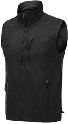 Ayztantine Weste Radfahren Herren Fahrradjacke, Winddicht, Fahrradweste, Outdoor-Sport, Windjacke, ärmellos, regendicht, Mantel, Kleidung(Black,5XL(100kg-110kg))