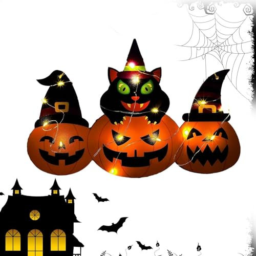 Halloween-Türschild, beleuchtete Halloween-Türdekoration - Türhänger Leuchtendes Türschild in Kürbisform | Wanddekoration, Herbstschild aus für Partyzubehör, Gastgeschenke