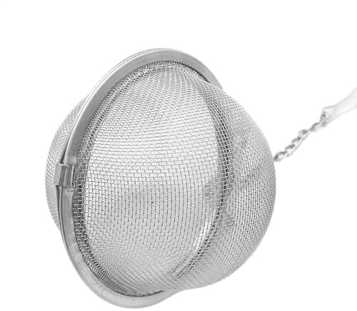 Bola de té de malla con cadena, infusor de té esférico de acero inoxidable, colador para té suelto, filtro de hojas de té con asas, almacenamiento para té suelto y muestreador, diseño de cadena