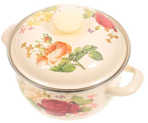 NAMOARLY Olla De Estofado De Esmalte Para Cocina Cacerola De Doble Asas Con Tapa Para Guisos y
