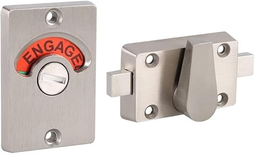 Toilet Door Indicator Lock Vacant Engaged, Zinc Alloy Bathroom Privacy Latch Indicating Lock for Public Restrooms 12-18mm