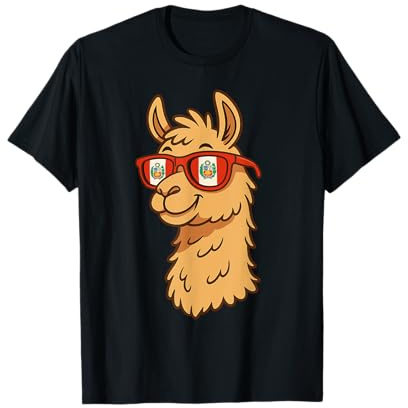 Linda Bandera peruana de Llama de perú con diseño de Alpaca para niños Camiseta