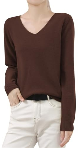 Cashmere Jumpers Ladies Women's Winter Knitted Sweaters Low Neck V Neck Warm Base Jumpers Long Sleeved Solid Color Sweater Christmas Ski Sweaters for Women UK Travel Essentials Pullover for Mom