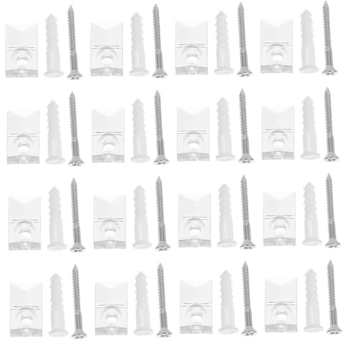 OSALADI 25piezas Clip De Fijación Para Espejo De Armario Clips De Retención De Vidrio Transparente Kit Tornillos y Anclajes Para Puertas De Gabinetes