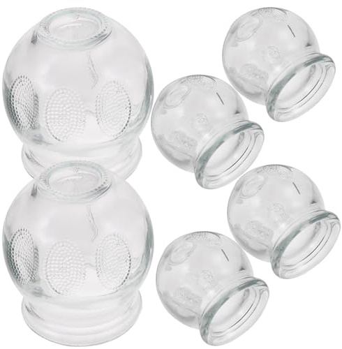 Ipetboom Ensemble 6 Ventouses en Verre pour Thérapie Cupping Massage du Dos et Stimulation Circulatoire pour Usage Personnel
