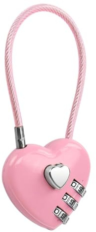 Candado De Combinación Con Código De 3 Dígitos, Candado En Forma De Corazón Rosa Con Cable De Acero Para Equipaje De Viaje Pequeño Casillero Combinado Maleta Mochila Gimnasio Escuela