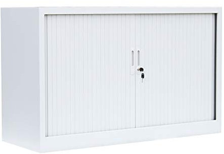 Querrollladenschrank komplett montiert Sideboard 120cm breit Stahl Büro Aktenschrank Rollladenschrank Weiß 555137 (HxBxT) 1050 x 1200 x 460 mm