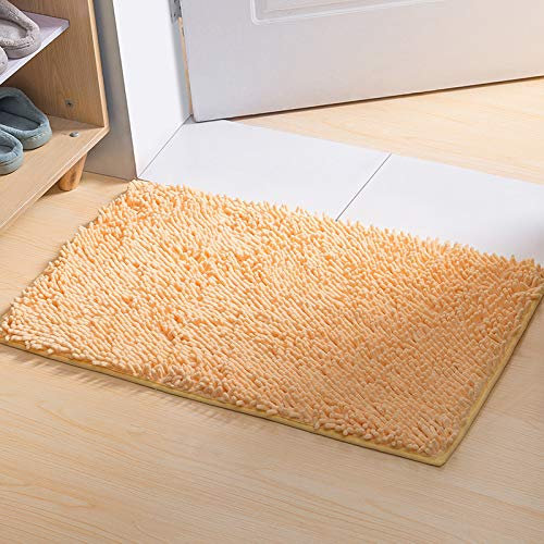 YIQI Alfombra de baño Shaggy de Microfibra de Chenille, Suave y cómoda, Agua súper Absorbente, Antideslizante, Gruesa para el baño (60 x 40 cm, Crema) 40 x 60 cm