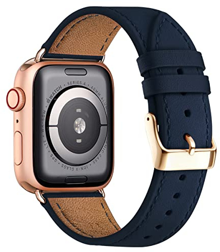 QAZNZ Genuine Leather Straps for Apple Watch Strap for Women Men Dressy | 40mm 42mm(Series 11 10) 41mm 38mm,Replacement Wristband for iWatch SE 1/2/3 Series 9 8 7 6 5 4 3 2 1 & Ultra 3/2/1 Office