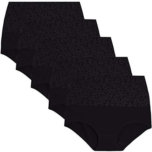 YaShaer Kvinnor bomull trosor med hög midja magkontroll underkläder kejsarsnitt återhämtning mjuka stretchtrosor underbyxor., Svart 08-5-pack, 4XL