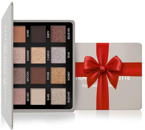 Paleta Sombras De Ojos Profesionales - Paleta Maquillaje Nude Smokey Neutras - 12 Colores Fríos, Opacos Y Brillantes Altamente Pigmentados - Tamaño De Viaje Con Espejo