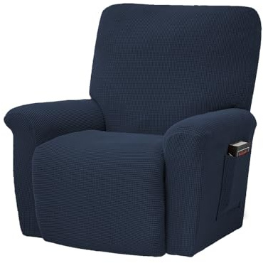 Highdi Jacquard Sesselbezug, Sesselschoner für Relaxsessel Komplett, Minimalistisch Einfarbig Relaxsessel Bezüge 1 Stück, Stretchhusse für Fernsehsessel Liege Sessel (Navy Blau)