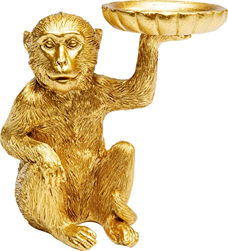 Kare Design Deco Figurine Monkey Tealight Holder, Gold, Elegant, Each Piece Unique, Handpainted, Gift Idea, Decorative Home Accessories, Room Decor for Living Room, Bedroom, 11x11x7 cm (H/W/D)