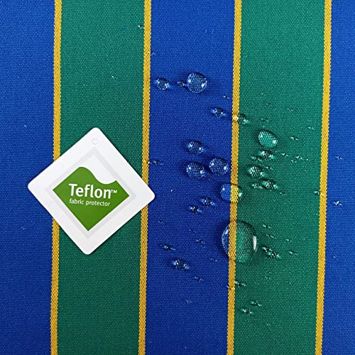 Tela Impermeable por Metros - Lona acrílica - Toldo - Protección Rayos UV (Raya Verde - Azul, 1,45 x 3,20 m)