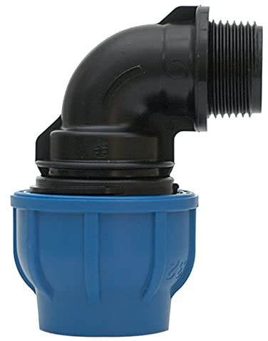 PP-Fitting 32mm 90° Winkel mit 1 Außengewinde - PE Rohr - 90 Grad mit AG Gewinde Zoll PE Verschraubung Klemmverbinder PN16, DVGW