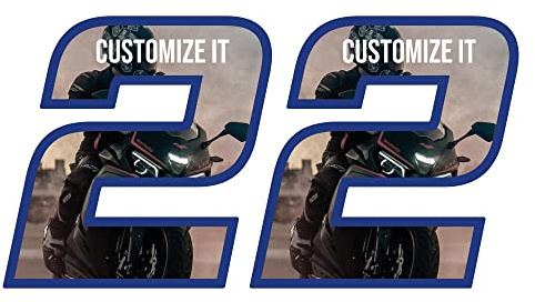 labelbike 2 Adesivi Moto Numeri Personalizzati Numero Custom '2' | Altezza numero 4 cm, Decorazione