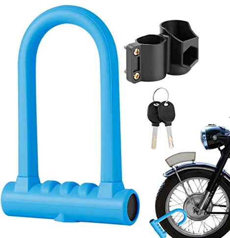 Candado en U para motocicleta, de silicona, resistente y antirrobo, candado para bicicleta, doble apertura con llave de acero, ranura serpentina con 2 llaves de cobre Imtrub