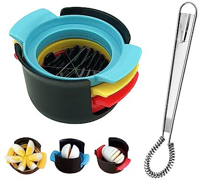 1pc 3 in 1 Egg Cutter Set, 11 Piece Stainless Steel Stirrer, Egg Slicer for Cutting Boiled Eggs, Strawberry, Kiwi, Tomato