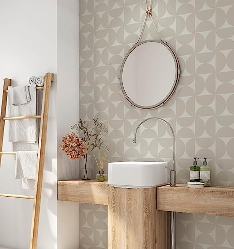Coloritto Semi Circles Modern Wallpaper | Scandinavian Removable Self Adhesive Wallpaper | Geometric Minimalistic Peel n Stick (Sample 12 W x 8 H)